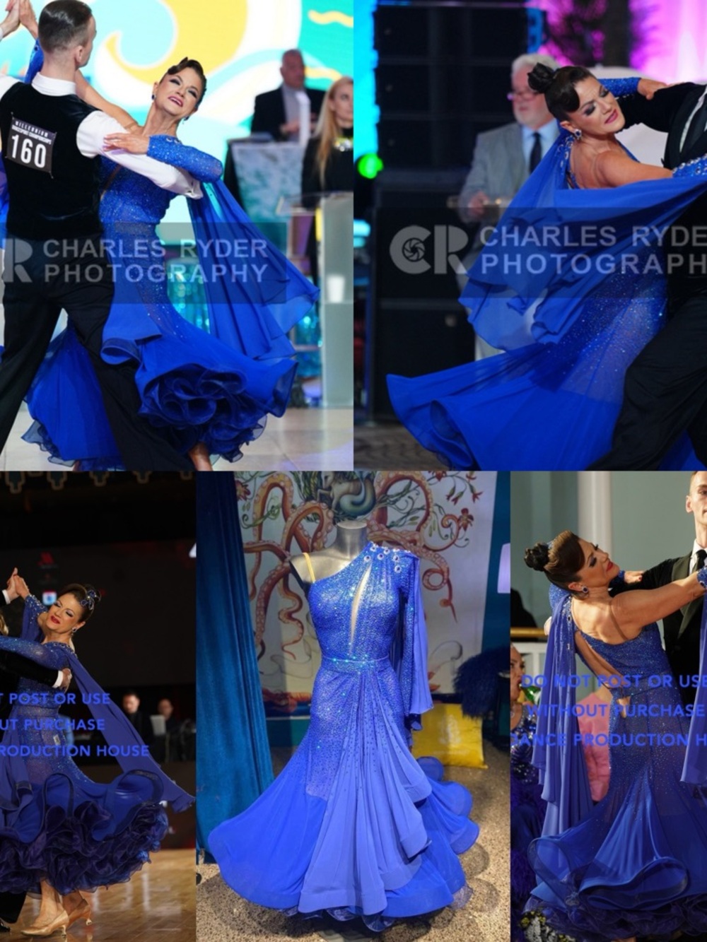 Royal Blue Iban Salgado Ballroom Dance Dress for Women